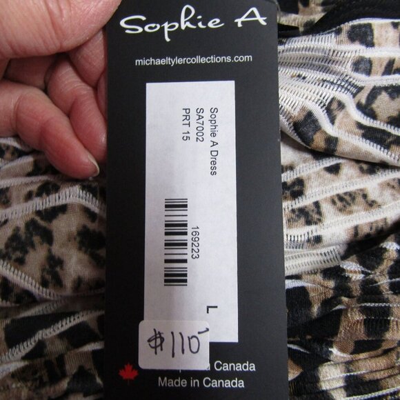 LEOPARD NWT Animal Print Safari Cheetah Textured Mob Wife knit Career Dress L - Picture 10 of 11
